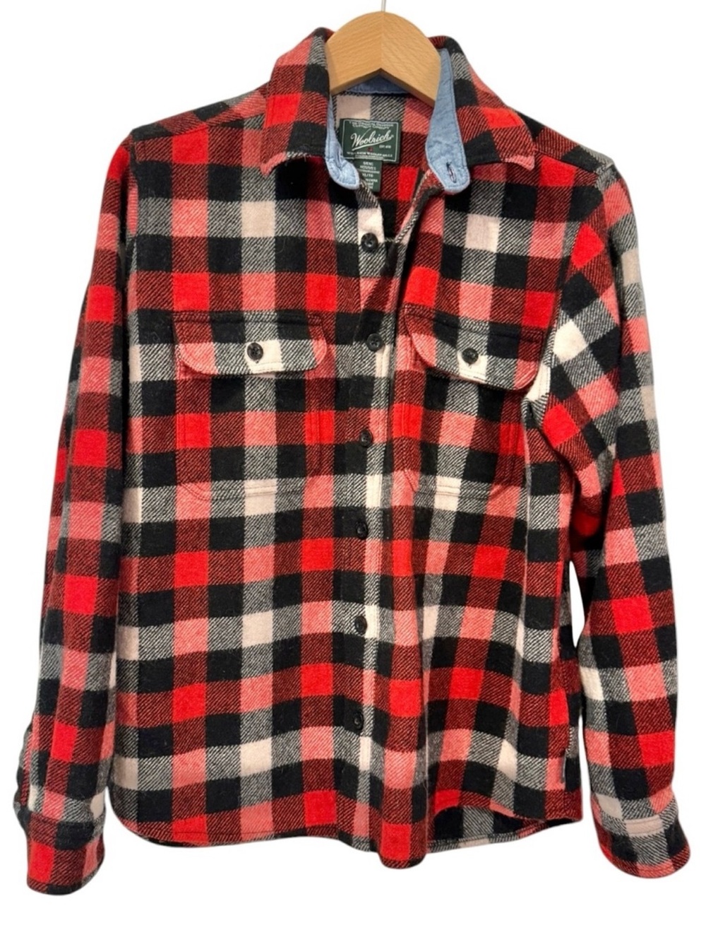 Woolrich Original Buffalo Check Wool Shirt Jacket Shacket Red Black Plaid Men XL